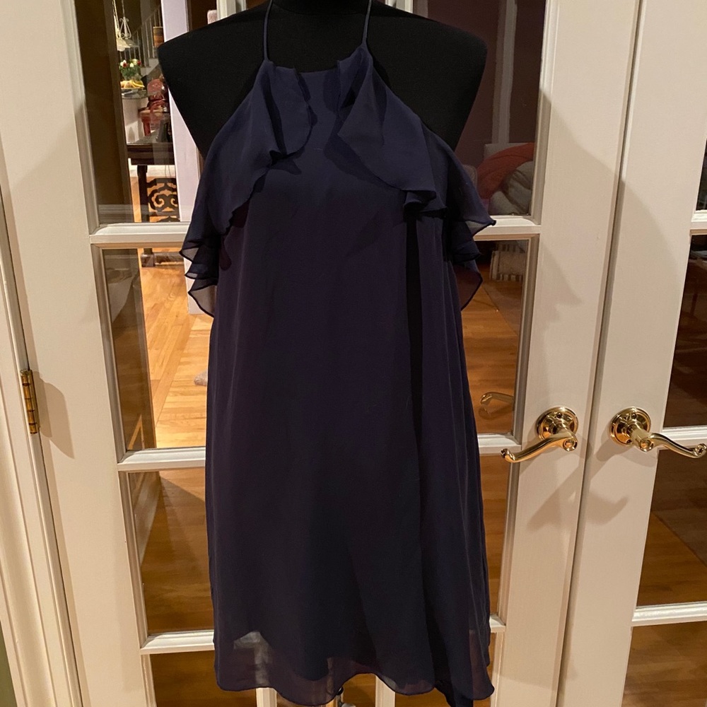 BCBGeneration navy chiffon halter dress